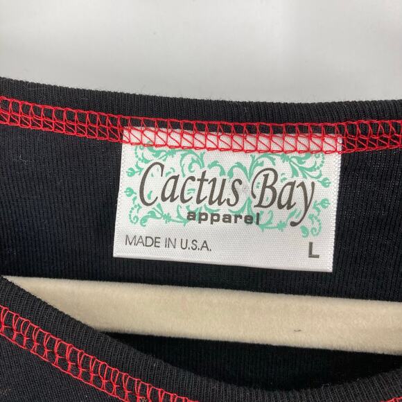 VTG Y2K Cactus Bay Ornament Bling Christmas Print Baby Tee Women’s Large Artsy - Picture 3 of 9